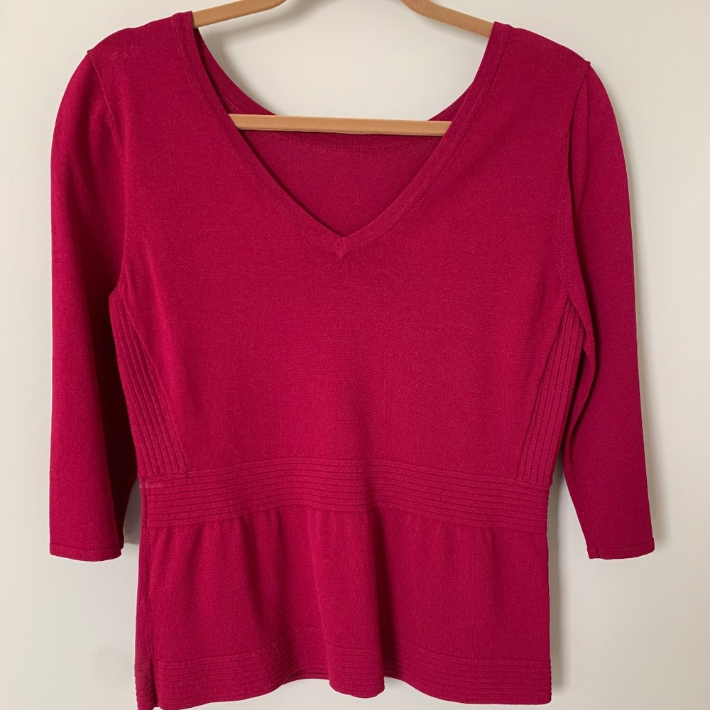 Black House White Market Rose 3/4 length sleeve Spring sweater